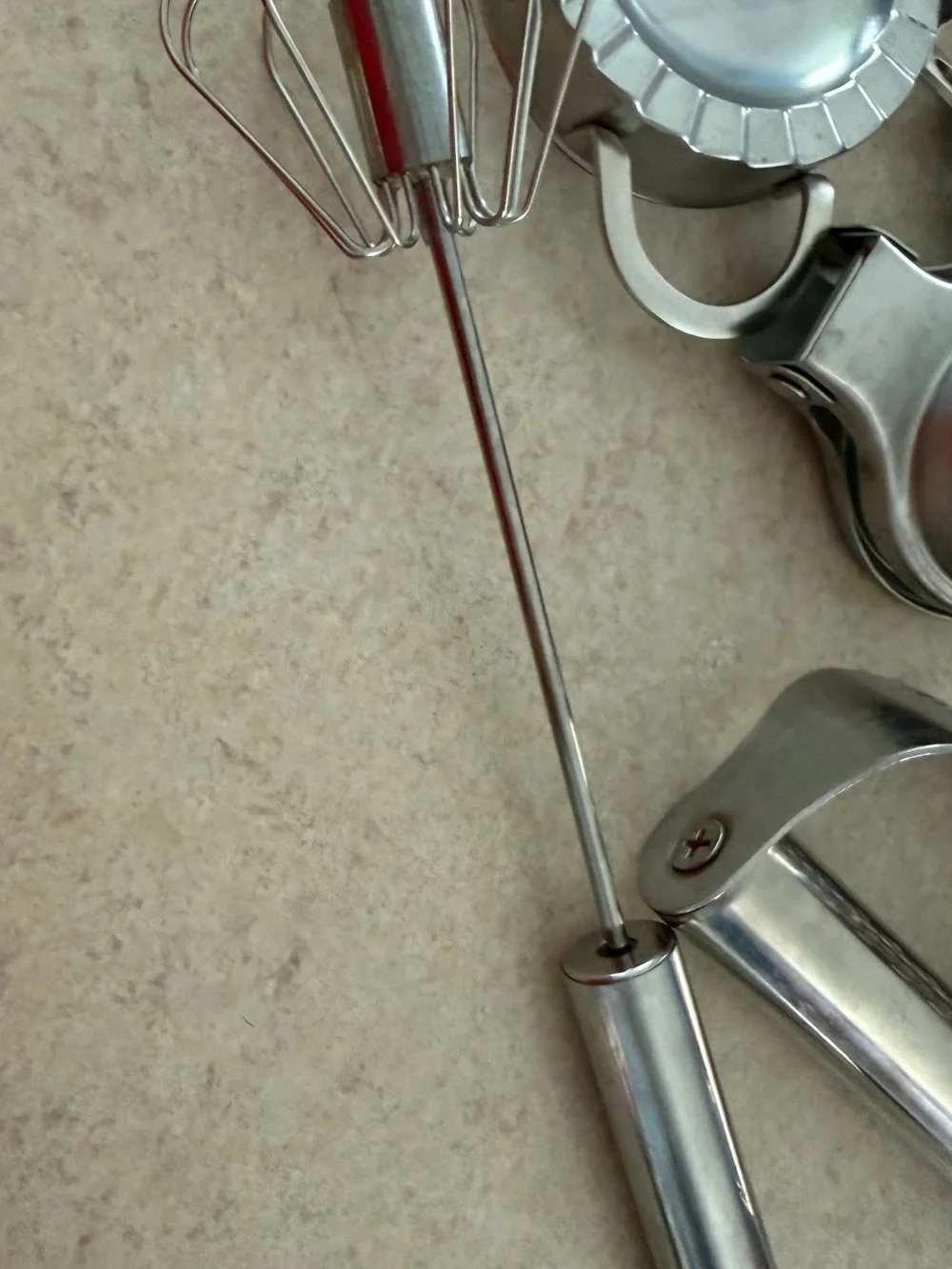 Kitchen Gadget Set - Stainless Steel Tools with White Handle